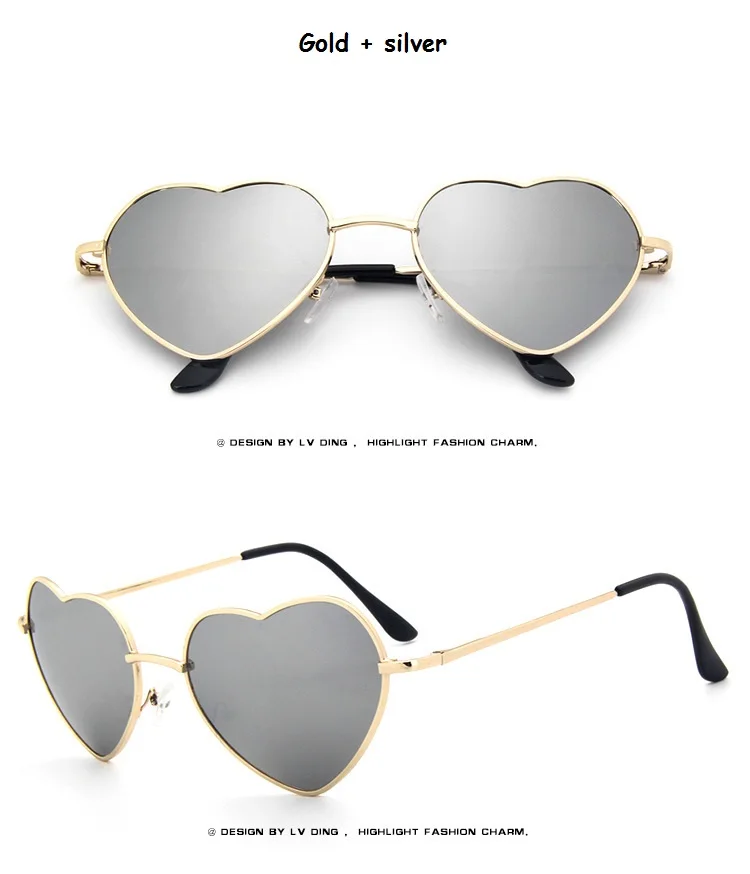 Женские солнцезащитные очки в форме сердца, металлические, для женщин, фирменный дизайн, модные, без оправы, любовь, очки Ray, мужские, зеркальные, oculos de sol