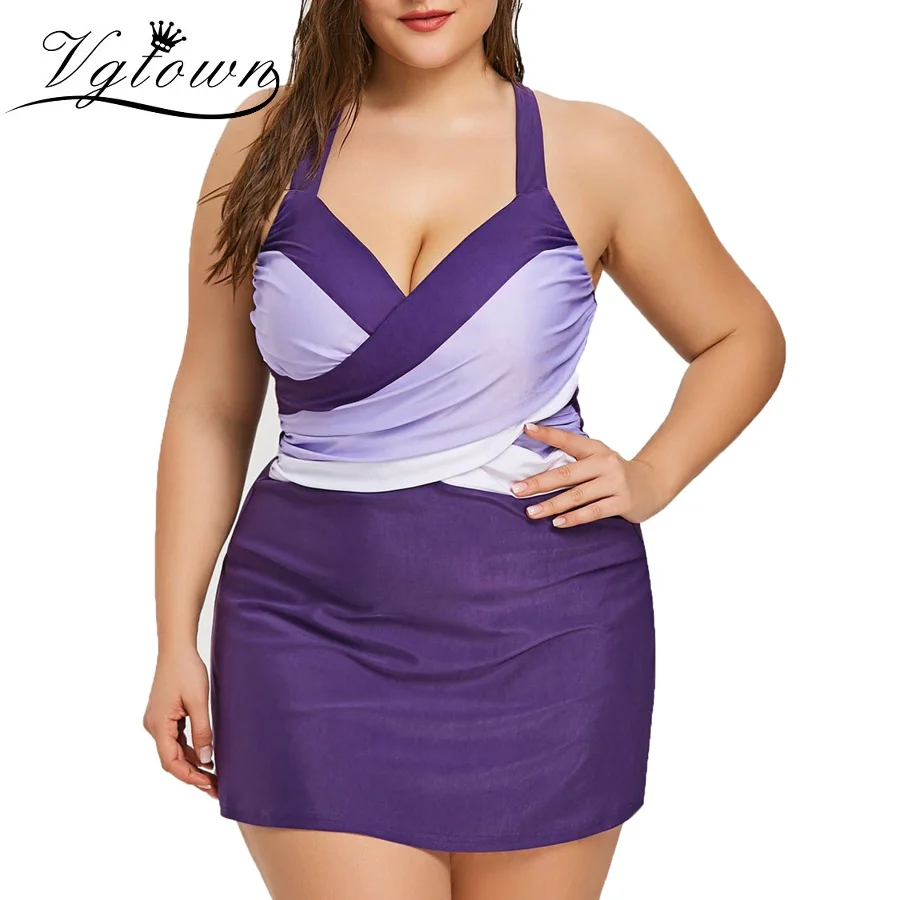 

VGTOWN Women Plus Size Gradient Tankini Bikini Swimwear Swimsuit Bathing Suit swimsuit-feminine-separate swimsuit