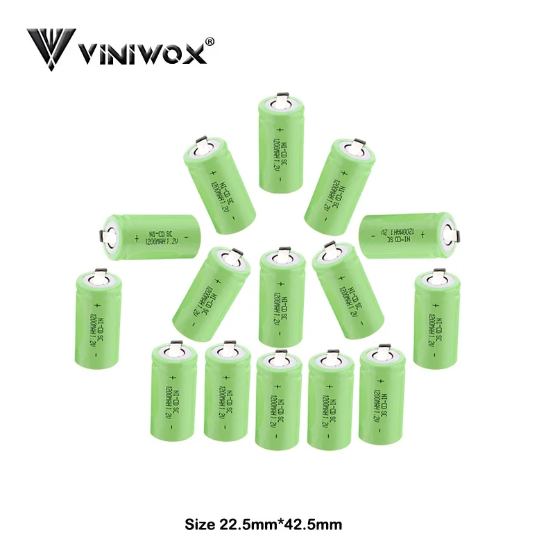 

1200mAh 1.2V Ni-CD SC Battery Cell Nickel CD Subc Accumulator Rechargeable Batteries for Power Tool Electrical Tools Battery