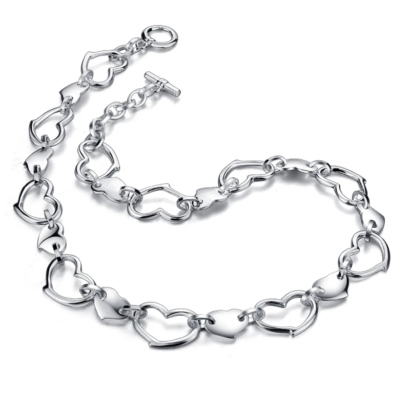 

Charming lady heart-shaped silver pendant.Solid 925 Sterling silver 14mm wide necklace.wholesale Europe fashion women jewelry