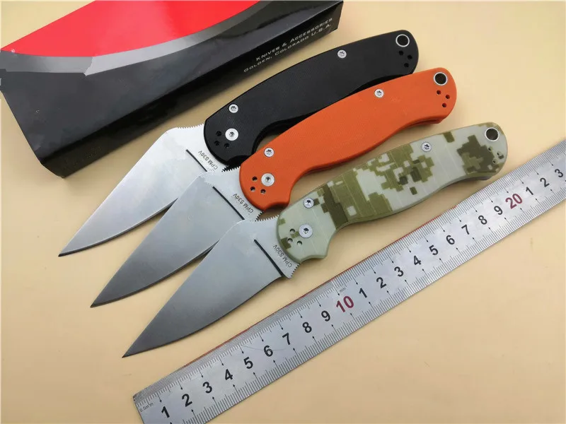 Baratos KESIWO plegable cuchillo de bolsillo al aire libre Camping caza táctico EDC C81 cuchillo plegable G10 mango fruta cuchillo con arandela plana de latón