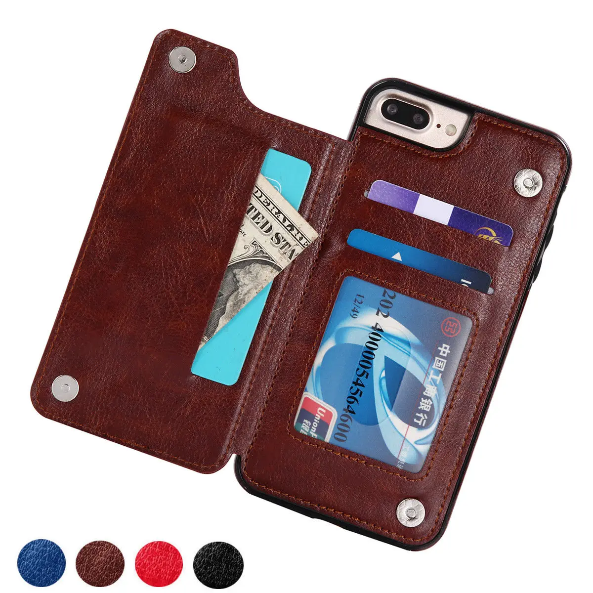 

Luxury Flip Leather Card Wallet Case Shockproof Back Cover for iPhone 7 8 Plus X/XR/XS/XS-Maz mini wallet women men wallets
