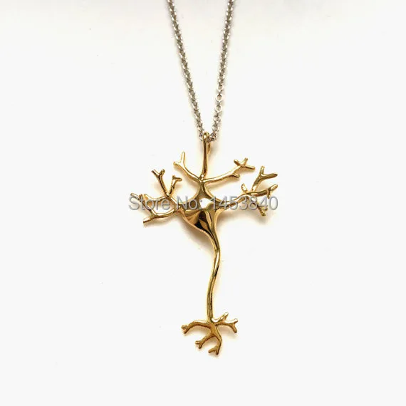 Wholesale Science jewelry dendrites neuron necklace - 3D printed neuron pendant wearable nerve cell - brain cell