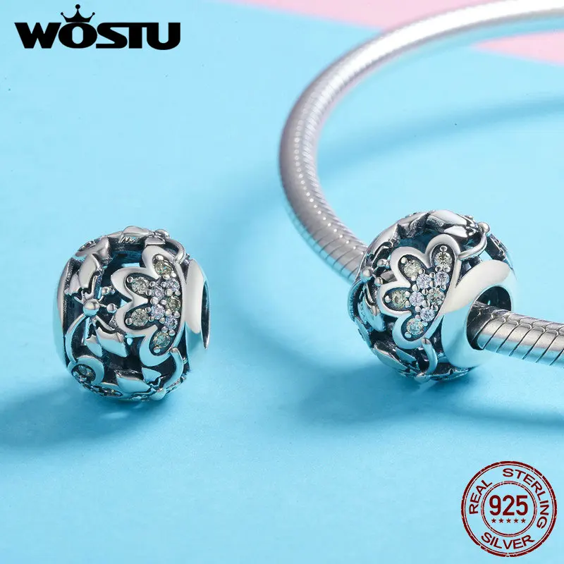WOSTU 925 Sterling Silver Dragonfly Meadow Charm Beads Fit Original WST Bracelet Pendant Authentic DIY Women Jewelry Gift C822