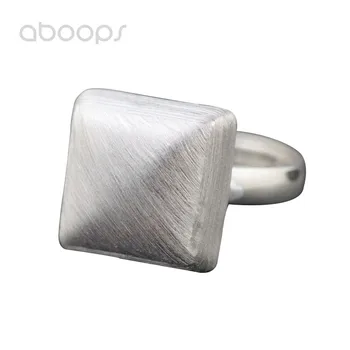 

925 Sterling Silver Square Brushed Open Ring for Women Girls Adjustable Free Shipping