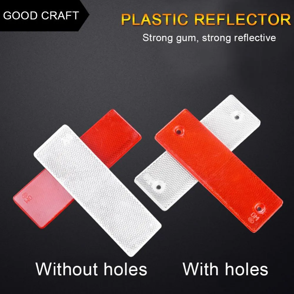 

1PC Truck Motorcycle Reflector Night Reflective Warning Sign Adhesive Rectangle Plate Stickers Safety Sign Red White High Qulity