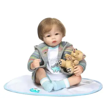 

2017 New Arrival NPKCOLLECTION Realistic Reborn Baby Doll Hair Rooted Soft Silicone 22inch Lifelike Newborn Doll Girl XMAS Gift