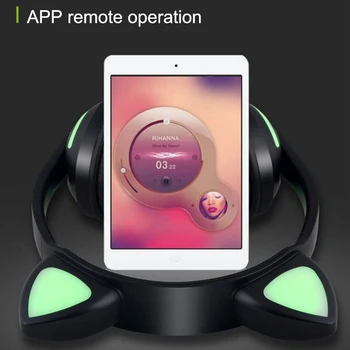 

Kids Wireless Cat Ear Headphones Glow Earphone Mic Game Bluetooth Headset Christmas Gifts GDeals