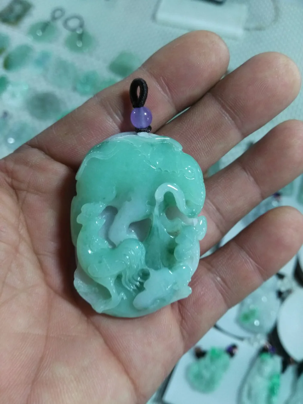 

Fine jewelry natural myanmar yu xiang ruyi collection pendant necklace/