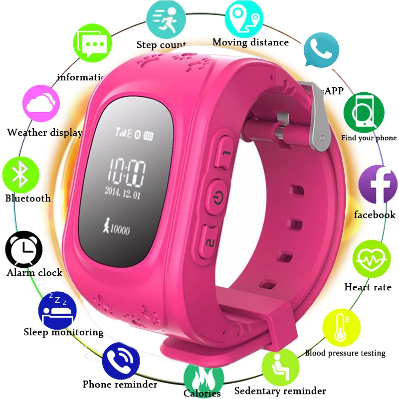 

Anti Lost Q50 OLED Child GPS Tracker SOS Smart Monitoring Positioning Phone Kids GPS Baby Watch Compatible IOS & Android