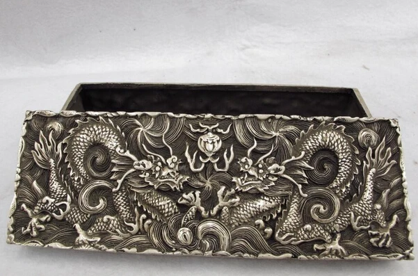 USPS aux USA S3179 2 Chinois Palais Royal Blanc Cuivre Argent Deux Dragon Jouer Perle Boîte à Bijou