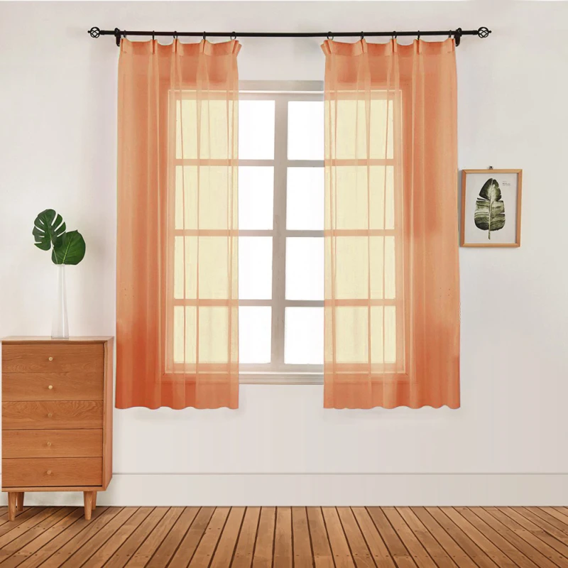 

1PC 100x130 Bedroom Modern window Tulle Curtain Panel Voile window shades French Window Rope Plain Built-in white blinds