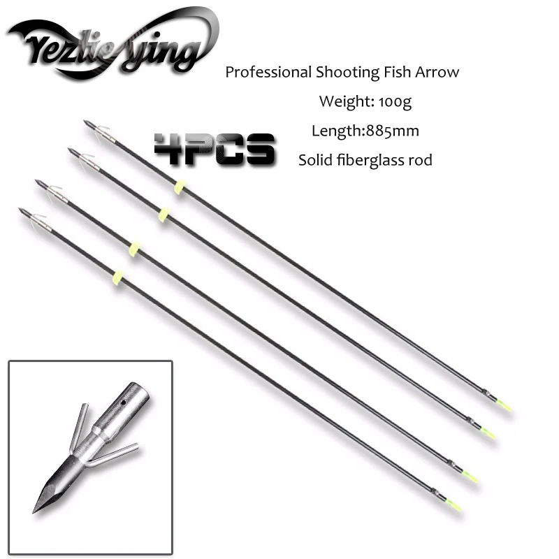 

4Pcs Fiberglass Fishing Arrows Length 88cm Diameter 8mm for Compound/Recurve Bow Fishing Archery Hunting Shooting