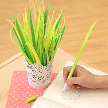 

3Pce Korean Stationery Cartoon Cute Grass Pen Advertising Creative Bent School Office Gel Pens Christmas gift