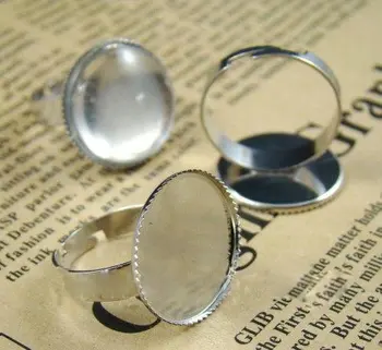 

free shipping!!!!! Silver plated Adjustable 18MM Round Rings Base