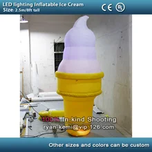 2.5m inflatable ice cream cone with LED light large inflatable ice cream balloon with LED lighted