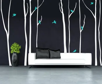 

Large Birch Trees with Birds Wall Decal For Kids Baby Nursery Rooms Tree Forest Stickers Wallpaper Vinyl Mural Art Decor A204