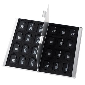 

Fashion Silver Aluminum Memory Card Storage Case Box Holder For 24 TF Micro SD Cards