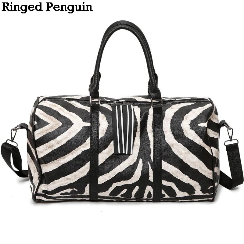 

Women Travel Bags 2018 Fashion Pu Leather Large Capacity Waterproof Zebra pattern Luggage Duffle Bag Casual Travel Bags