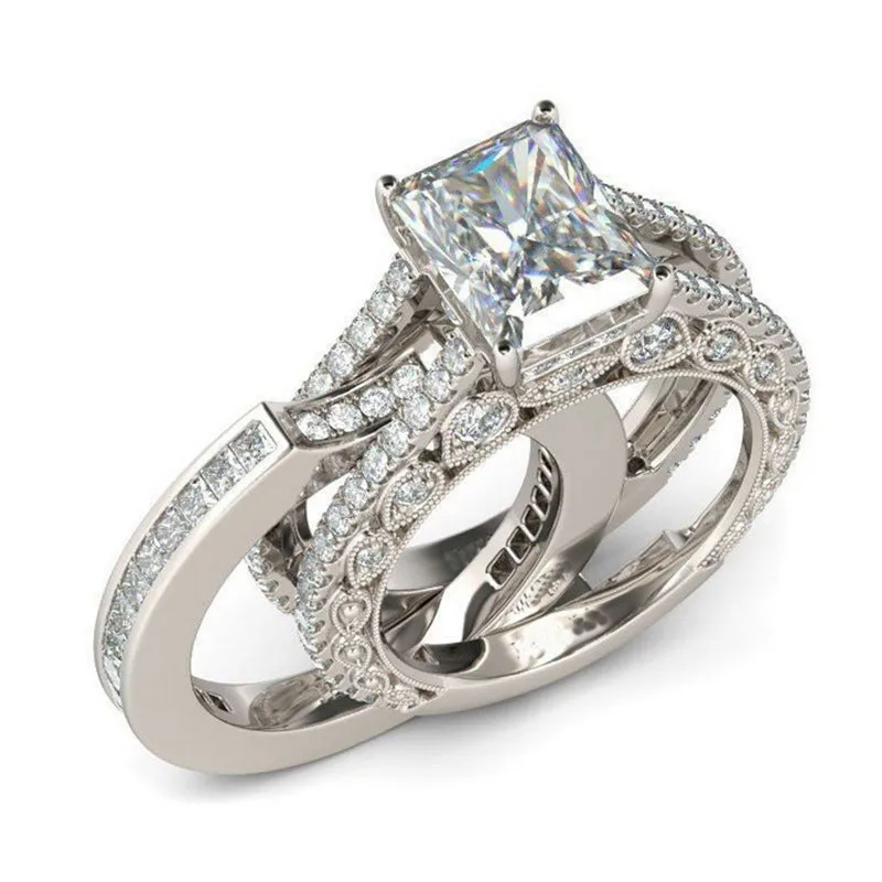 Modyle Простой дизайн двойной стекируемые Модные ювелирные украшения для невест наборы свадебные Обручение кольцо для женщины