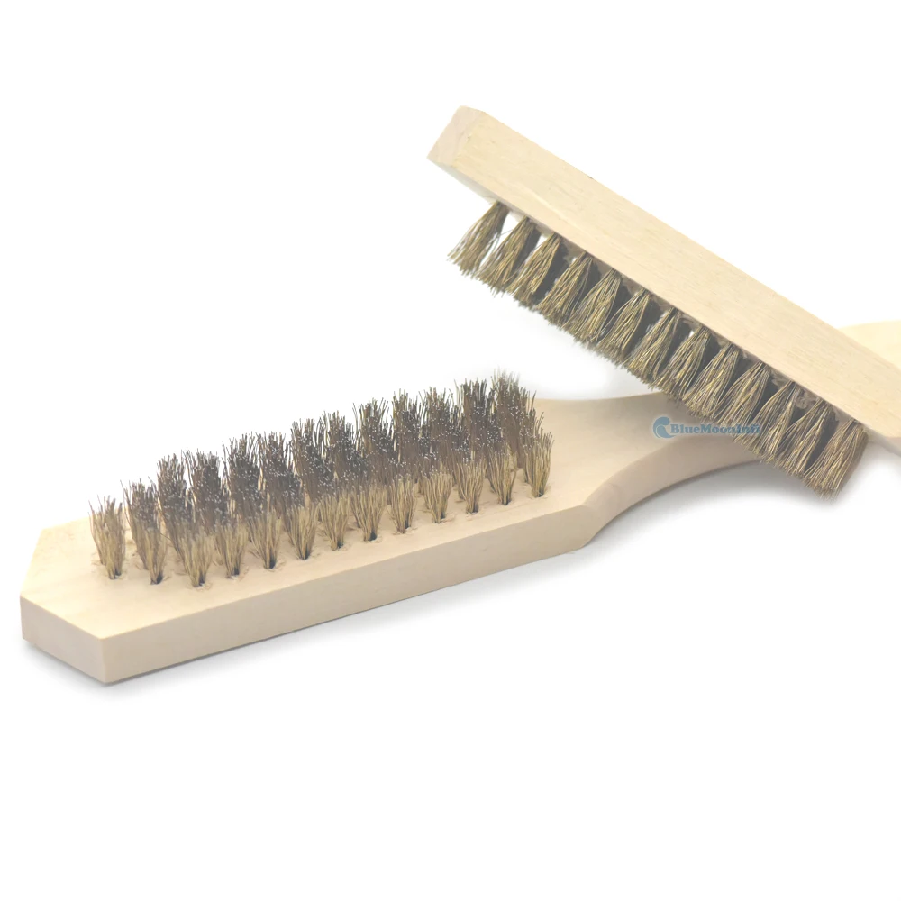 1/2/5 Pcs / Lot Wood Handle Steel Wire Brush Copper For Industrial