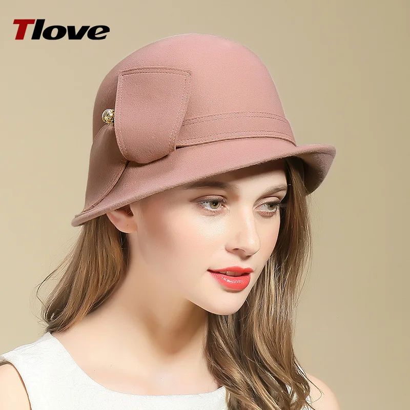 

Lady Fedoras Hats Fashion Woolen Caps Female British Fedoras Hat Australian Wool Felt Hat Casual Woolen Cap Adjust A118