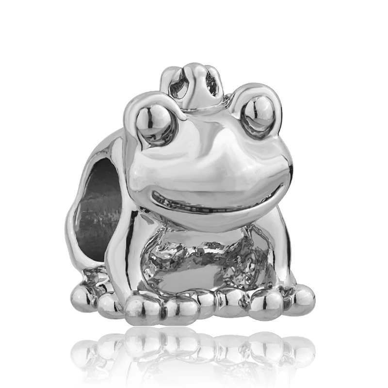 Buy free shipping 1pc silver frog bead Fits European