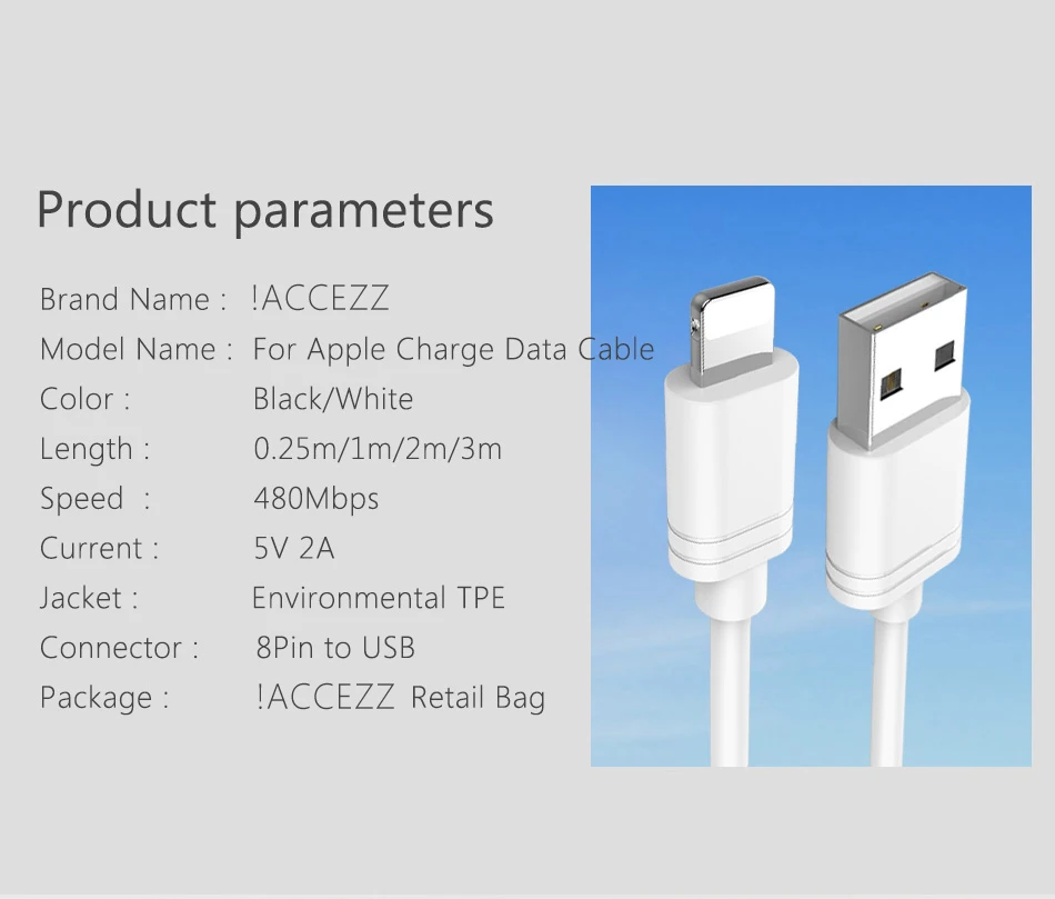 !ACCEZZ For Apple Lighting USB Cable Charging For iPhone X XR XS 8 7 6 6s 5 5S 6S Plus For iPhone Mobile Phone Charger Data Cord (13)