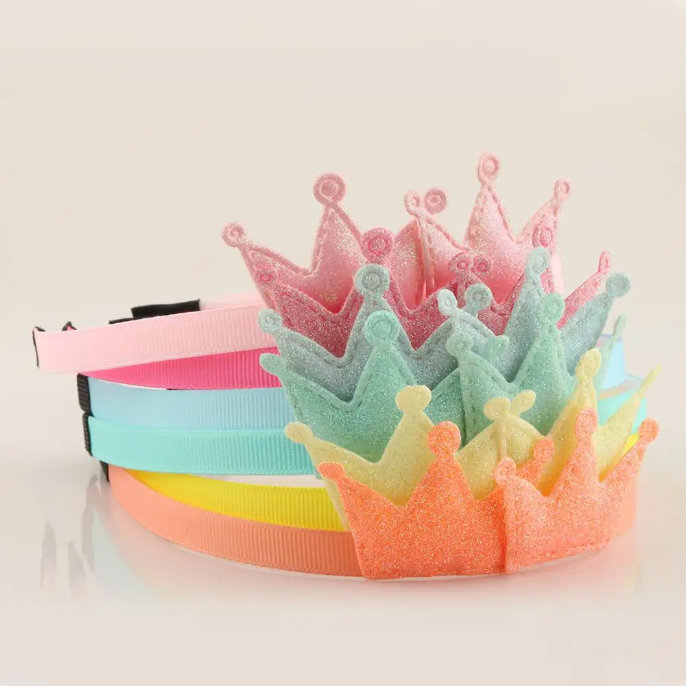 

6PC Glitter Bezel For Hair Candy Color Crown Butterfly Star Hairband Headband For Girls Party Decoration