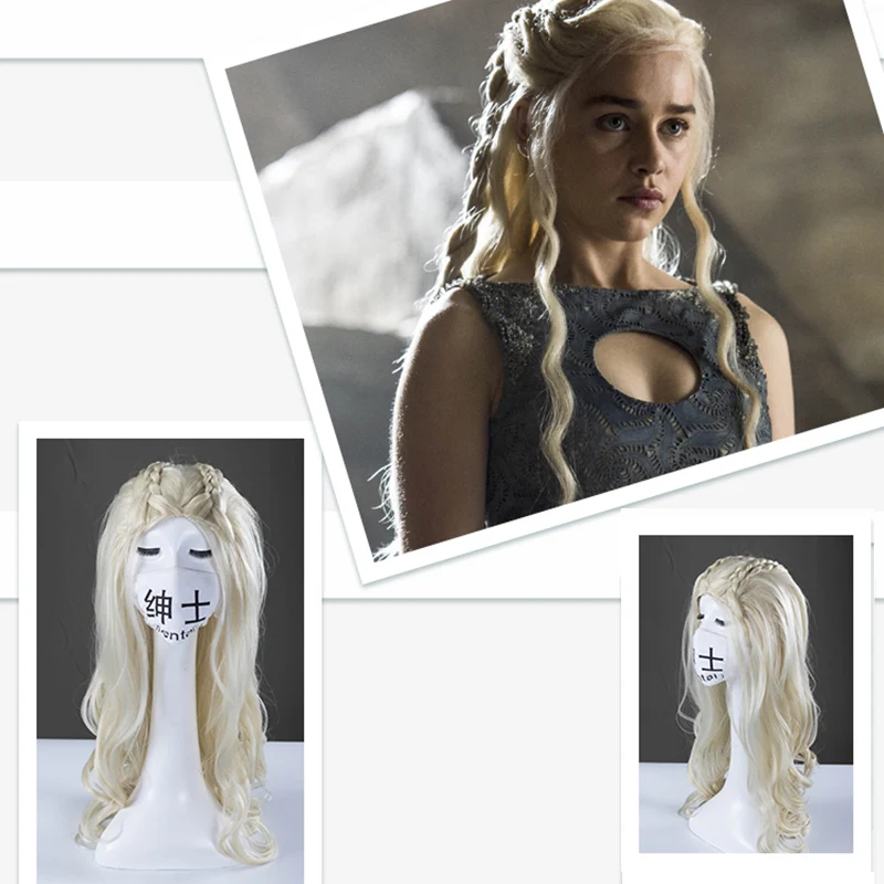 Princesse médiévale Perruque Game of Thrones Daenerys Targaryen mère des dragons 