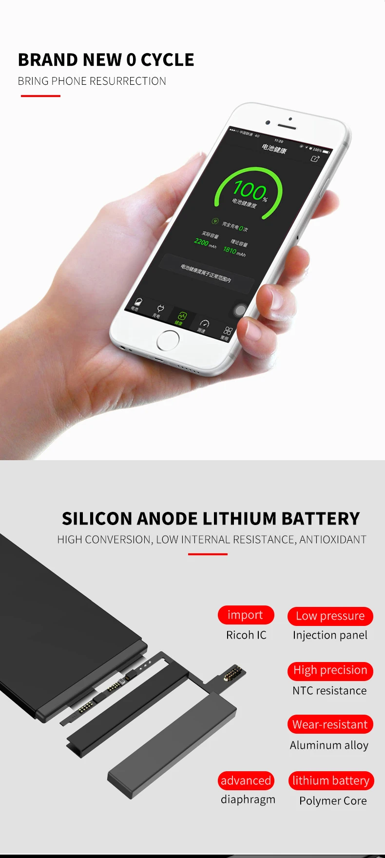 ultra high capacity mobile phone battery for iPhone 6 (5)