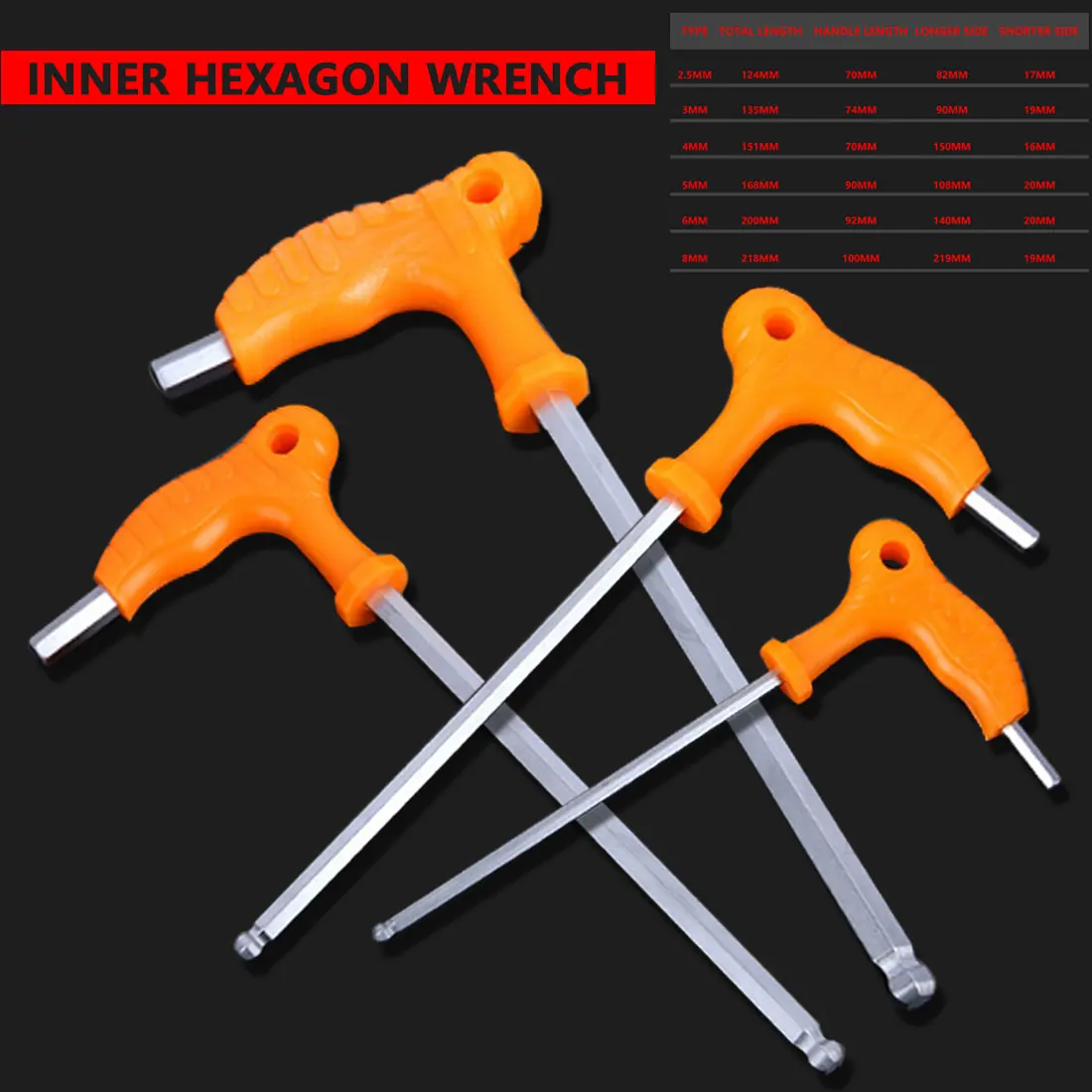 

Inner Hexagon Wrench 2.5/3/4/5/6/8mm High-carbon Steel T Handle allen Hex Key Wrench Spanner Hand Tool