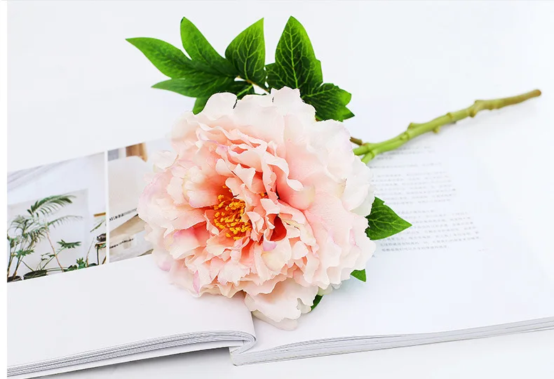 YO CHO дешевые искусственные шелковые цветы, белый пион, красная роза, большая Цветочная головка для свадебного стола, домашние вечерние украшения - Цвет: light pink