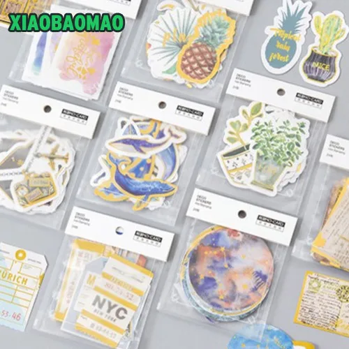 Creative Feather Wreath Clothes Planet Gilding Paper Sticker Decoration Diy Ablum Diary Scrapbooking Label Stickers Stationery | Канцтовары
