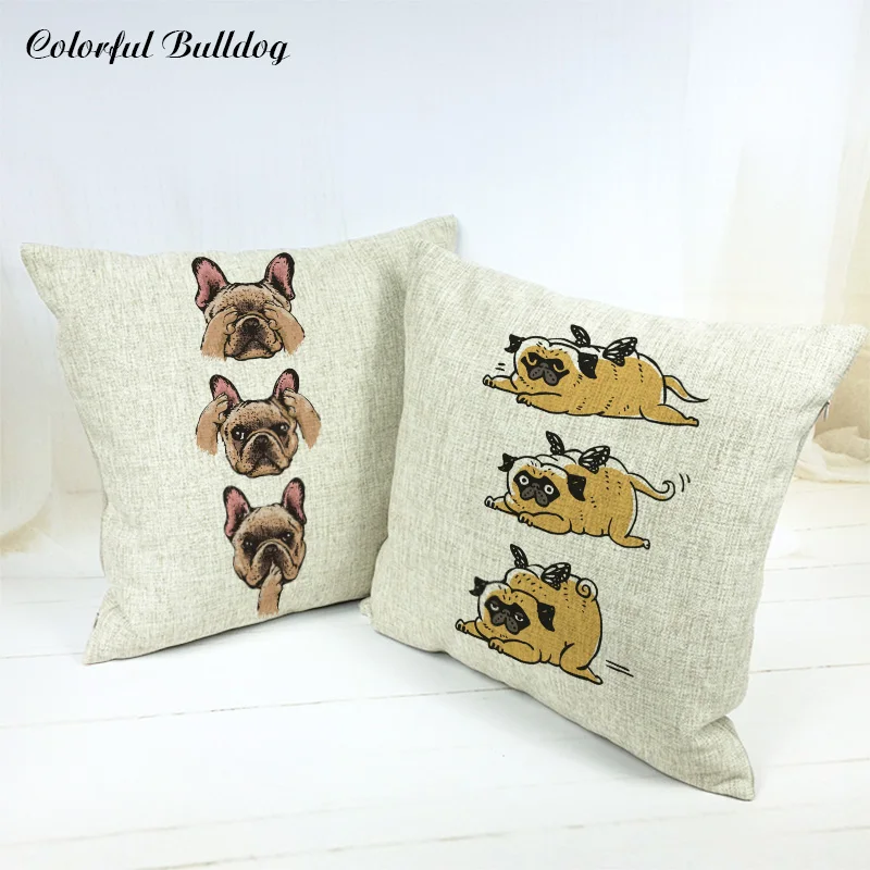 

Cartoon Cute Animal's Head Bug Cat French Bulldog Sloth Smile Friday Cushion Cover Brand 45*45cm Square Decor Home Sofa Car Seat