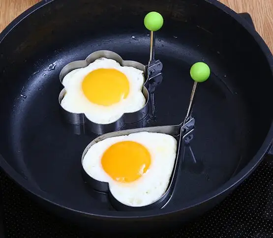 

2PCS/SET Stainless Steel Fried Egg Mold with handle Pancake Mold cooking Kitchen Tools Pancake Rings Cooking Egg Styling Tools