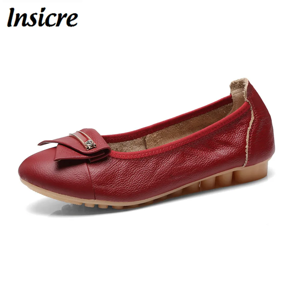 

Insicre Fashion Women Flats Genuine Leather women Casual Shoes Female boat shoes Moccasins Leisure Mother Flat comfortable Shoes