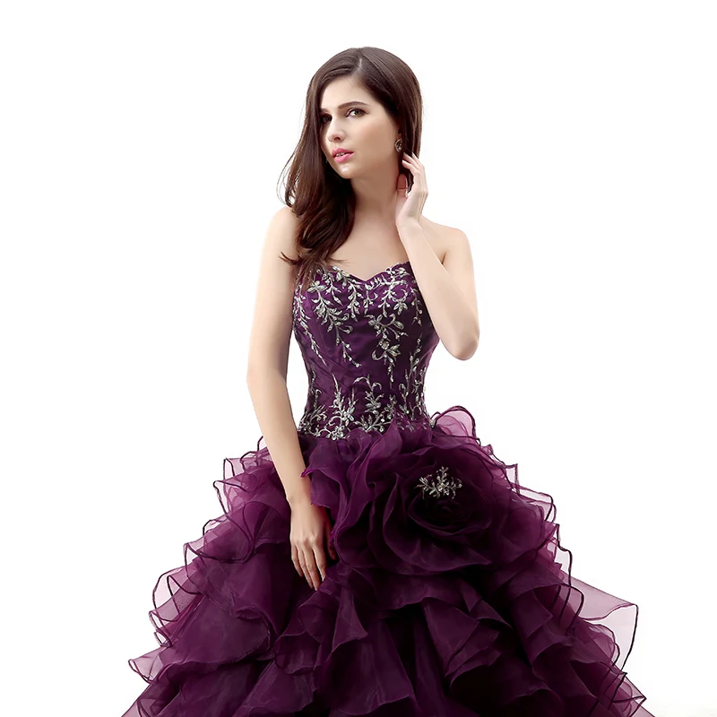 Forevergracedress Real Pictures Grape Quinceanera Dress Sexy Sweetheart Applique Long Formal Party Gown Plus Size Made