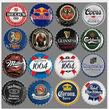 

35cm Bottle Cap Metal Tin Signs Beer Cafe Bar Decoration Plates Retro Decoration Wall Art Plaque Vintage Home Decor Dropshipping