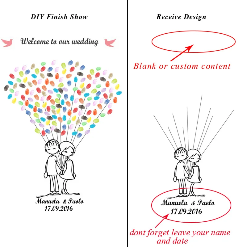 Новое поступление горячий воздух Свадебный шар вечерние отпечатки пальцев, дерево, подпись книга холст живопись с чернильной подушечкой Жених невесты свадебный подарок - Цвет: 006