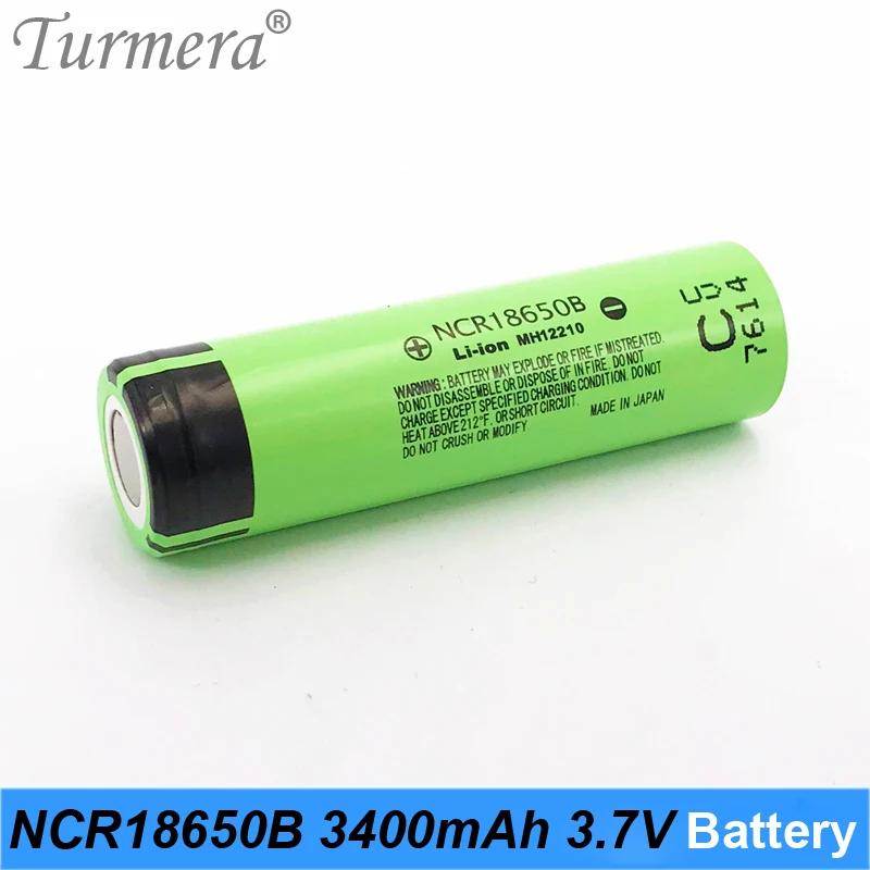 Turmera NCR18650B 3,7 v 3400mah 18650 литиевая аккумуляторная батарея для отвертки и фонариков