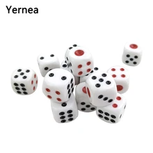 Yernea 30Pcs/Lot White Dice Set Acrylic Point Drinking Dice 16mm Round Corner Hexahedron Dice Black Red Point Club Table Games truth or dare drinking dice