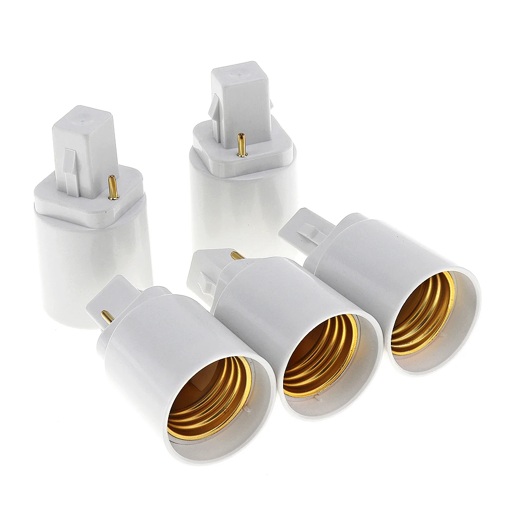 5X White ABS LED G24 to E27 Adapter Socket Halogen CFL Light Bulb Base