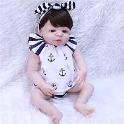 Полный силиконовые куклы реборн 22 дюймов Bebe-Reborn девушка куклы игрушки для детей подарок можно купать реального живого новорожденных