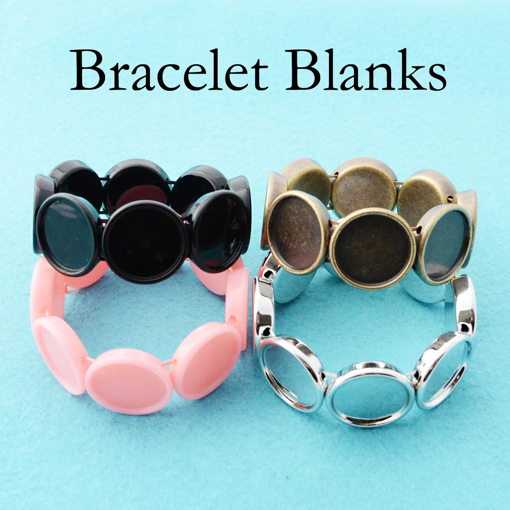 

10 pcs - 20MM Silver Elastic Bracelet Blank, Handmade Bracelet Setting, Stretchy Blank Bracelet with 20mm Bezel Setting 20mm