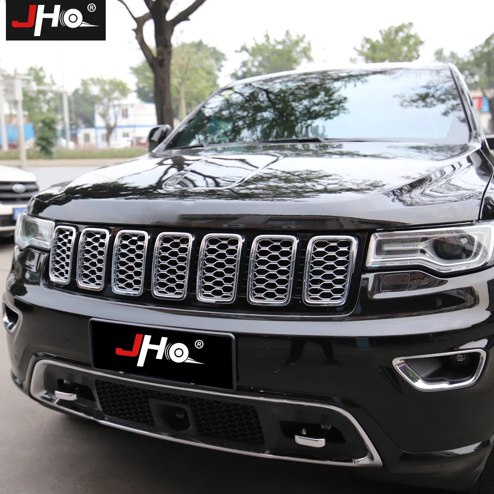 JHO ABS передняя решетка вставки сетки рамка Крышка Накладка для Jeep Grand Cherokee- 17 аксессуары для стайлинга автомобилей