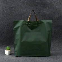 50 шт./лот, сумка для покупок, для супермаркета, зеленая пластиковая упаковка, хозяйственные сумки с ручкой, чистые цвета, многоразовые сумки