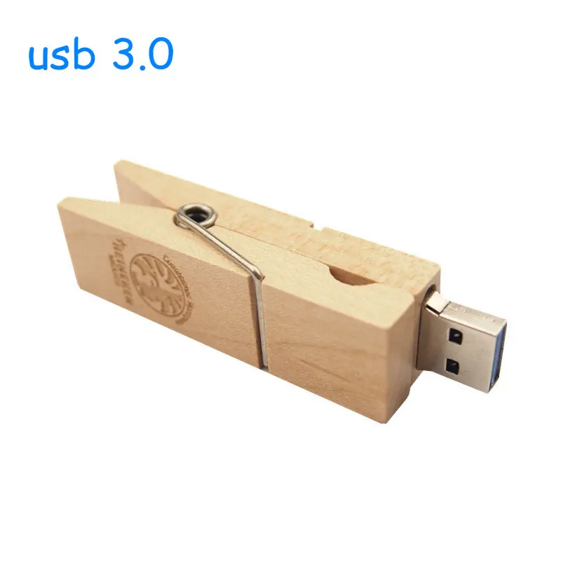 Креативный стиль USB флэш-накопитель с деревянным зажимом 3,0 8GB 16GB 32GB Pendrive 64GB Memory Stick фотография подарок(более 10 шт бесплатный логотип