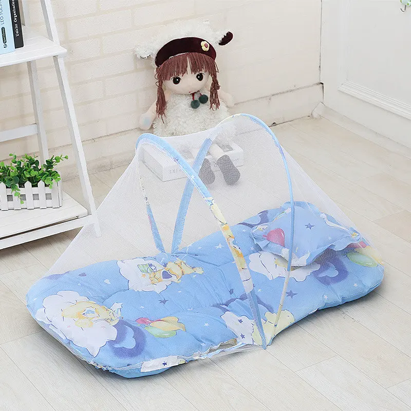 Blue 92X48X40 CM ALWAYSME 110x60x38 см и 75x45x40 см 0,32 кг портативный складной детский коврик колыбели коврик с москитной сеткой весна лето - Цвет: Blue 92X48X40 CM