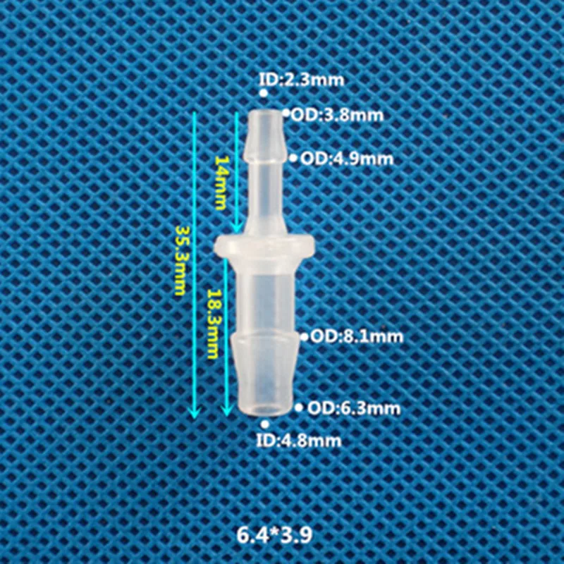 5 шт., переменный диаметр, прямое двустороннее соединение, прямое пластиковое соединение, переменный диаметр, пластиковое прямое микро-пластиковое соединение - Цвет: 6.4mm to 3.9mm